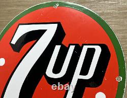Vintage 7up Soda Pop Porcelain Sign Gas Station Pump Plate Motor Oil Pepsi Cola