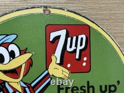 Vintage 7up Soda Pop Porcelain Sign Gas Station Pump Plate Motor Oil Pepsi Cola