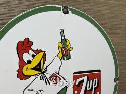 Vintage 7up Soda Pop Porcelain Sign Gas Station Pump Plate Motor Oil Pepsi Cola