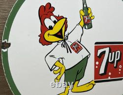 Vintage 7up Soda Pop Porcelain Sign Gas Station Pump Plate Motor Oil Pepsi Cola