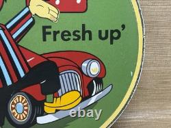 Vintage 7up Soda Pop Porcelain Sign Gas Station Pump Plate Motor Oil Pepsi Cola