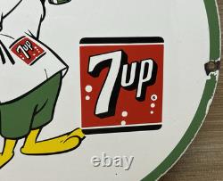 Vintage 7up Soda Pop Porcelain Sign Gas Station Pump Plate Motor Oil Pepsi Cola