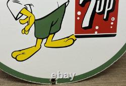 Vintage 7up Soda Pop Porcelain Sign Gas Station Pump Plate Motor Oil Pepsi Cola