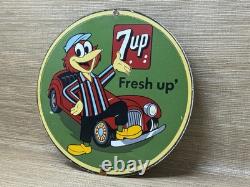 Vintage 7up Soda Pop Porcelain Sign Gas Station Pump Plate Motor Oil Pepsi Cola