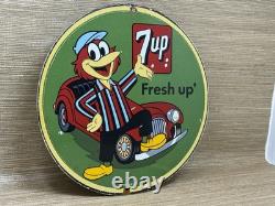 Vintage 7up Soda Pop Porcelain Sign Gas Station Pump Plate Motor Oil Pepsi Cola