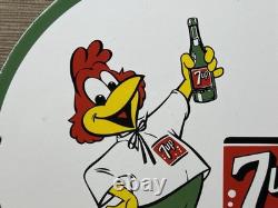Vintage 7up Soda Pop Porcelain Sign Gas Station Pump Plate Motor Oil Pepsi Cola