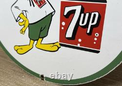 Vintage 7up Soda Pop Porcelain Sign Gas Station Pump Plate Motor Oil Pepsi Cola