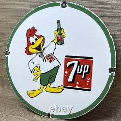 Vintage 7up Soda Pop Porcelain Sign Gas Station Pump Plate Motor Oil Pepsi Cola