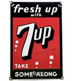 Vintage 7up Soda Pop Porcelain Sign Gas Station Seven Motor Oil Pepsi Cola