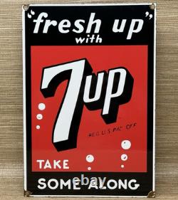 Vintage 7up Soda Pop Porcelain Sign Gas Station Seven Motor Oil Pepsi Cola