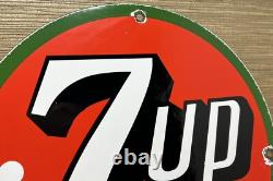 Vintage 7up Soda Pop Porcelain Sign Gas Station Seven Motor Oil Pepsi Cola