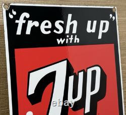 Vintage 7up Soda Pop Porcelain Sign Gas Station Seven Motor Oil Pepsi Cola