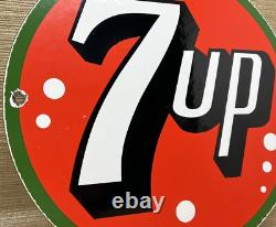 Vintage 7up Soda Pop Porcelain Sign Gas Station Seven Motor Oil Pepsi Cola