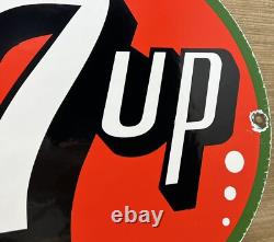 Vintage 7up Soda Pop Porcelain Sign Gas Station Seven Motor Oil Pepsi Cola