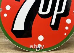 Vintage 7up Soda Pop Porcelain Sign Gas Station Seven Motor Oil Pepsi Cola