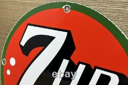 Vintage 7up Soda Pop Porcelain Sign Gas Station Seven Motor Oil Pepsi Cola