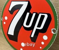 Vintage 7up Soda Pop Porcelain Sign Gas Station Seven Motor Oil Pepsi Cola