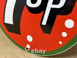 Vintage 7up Soda Pop Porcelain Sign Gas Station Seven Motor Oil Pepsi Cola