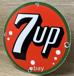 Vintage 7up Soda Pop Porcelain Sign Gas Station Seven Motor Oil Pepsi Cola