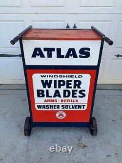 Vintage ATLAS WIPER BLADES Service Station Cabinet Gas & Oil
