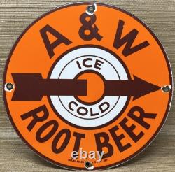 Vintage A & W M-m-m Good! Porcelain Sign Dennis The Menace Root Beer Float