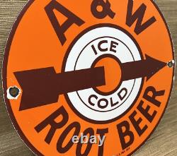 Vintage A & W M-m-m Good! Porcelain Sign Dennis The Menace Root Beer Float