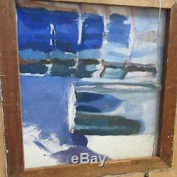 Vintage Abstract Geometric Painting Pop Surreal Modernism Signed Expressionism