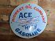 Vintage Ace High Asoline Porcelain Gas Pump Sign Midwest Oil Co. 12