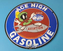 Vintage Ace High Gas Sign Gasoline Service Station Pump Porcelain Sign