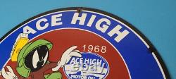 Vintage Ace High Gas Sign Gasoline Service Station Pump Porcelain Sign