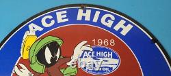 Vintage Ace High Gas Sign Gasoline Service Station Pump Porcelain Sign
