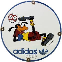 Vintage Adidas Porcelain Sign All Stars Soccer Gas Oil Disney Goofy Samba