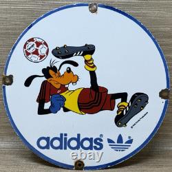 Vintage Adidas Porcelain Sign All Stars Soccer Gas Oil Disney Goofy Samba