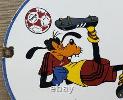 Vintage Adidas Porcelain Sign All Stars Soccer Gas Oil Disney Goofy Samba