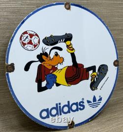 Vintage Adidas Porcelain Sign All Stars Soccer Gas Oil Disney Goofy Samba