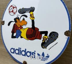 Vintage Adidas Porcelain Sign All Stars Soccer Gas Oil Disney Goofy Samba