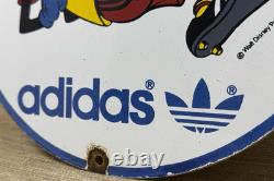 Vintage Adidas Porcelain Sign All Stars Soccer Gas Oil Disney Goofy Samba