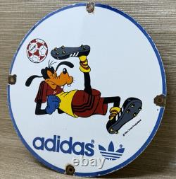 Vintage Adidas Porcelain Sign All Stars Soccer Gas Oil Disney Goofy Samba