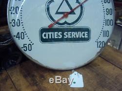 Vintage Advertising Cities Service 12 Round Metal/glass Thermometer 638-z