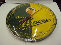 Vintage Advertising Drink Vernor's Round Metal/glass Thermometer 29-y