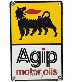 Vintage Agip Motor Oil Porcelain Dealership Sign Lamborghini Gas Enzo Lotus