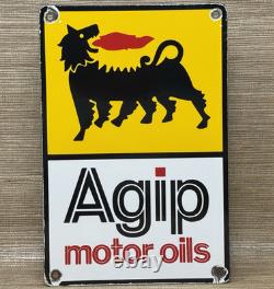 Vintage Agip Motor Oil Porcelain Dealership Sign Lamborghini Gas Enzo Lotus