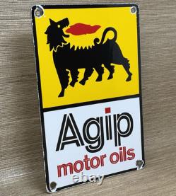 Vintage Agip Motor Oil Porcelain Dealership Sign Lamborghini Gas Enzo Lotus