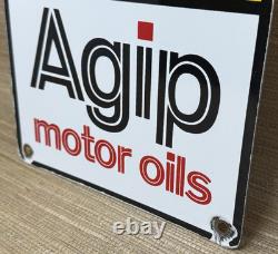 Vintage Agip Motor Oil Porcelain Dealership Sign Lamborghini Gas Enzo Lotus
