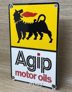 Vintage Agip Motor Oil Porcelain Dealership Sign Lamborghini Gas Enzo Lotus