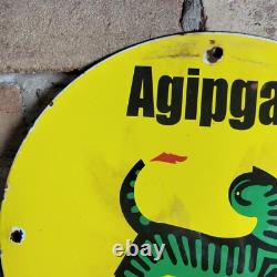 Vintage Agipgas Servizio Gasoline Porcelain Gas Pump Metal Sign Motor Oil 12