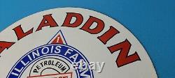 Vintage Aladdin Gasoline Porcelain Gas Motor Oil Service Station Pump Plate Sign