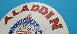 Vintage Aladdin Gasoline Porcelain Petro Gas Oil Service Station Pump Plate Sign