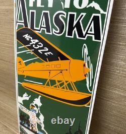 Vintage Alaska Airlines Porcelain Sign Aviation Washington Airplane Airport Gas