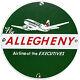 Vintage Allegheny Airlines Porcelain Sign Airplane Hangar Gas Oil Jet Boeing